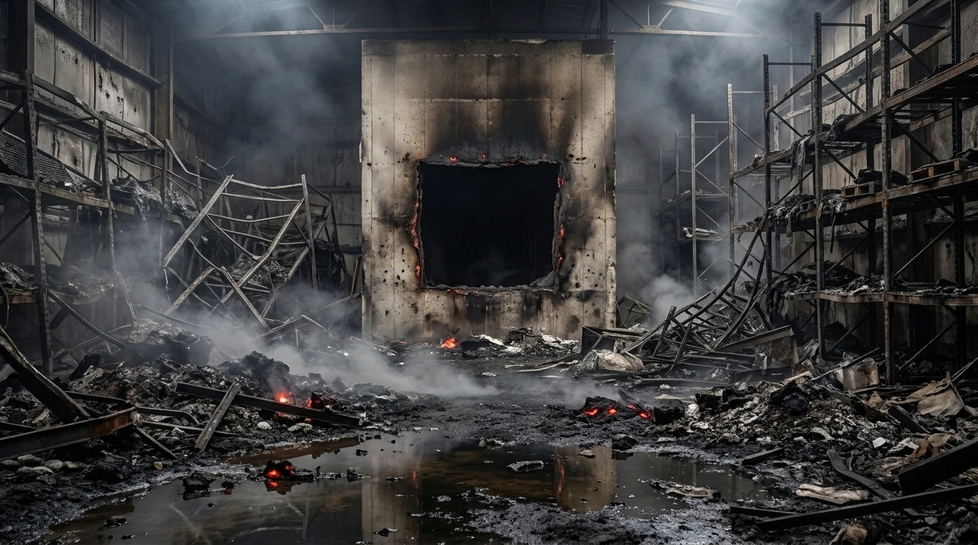 Автоматичні протипожежні відкатні ворота захищають працюючий склад та персонал від згорілого відсіку